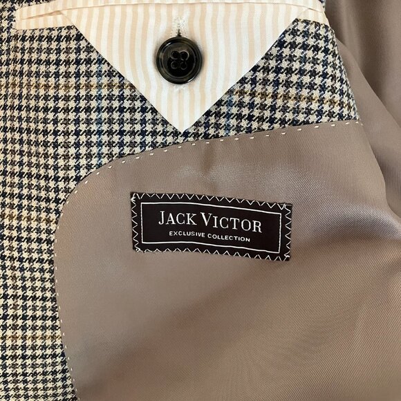 Jack Victor Brown and Tan Houndstooth Suit Jacket Size 42R - Picture 4 of 8